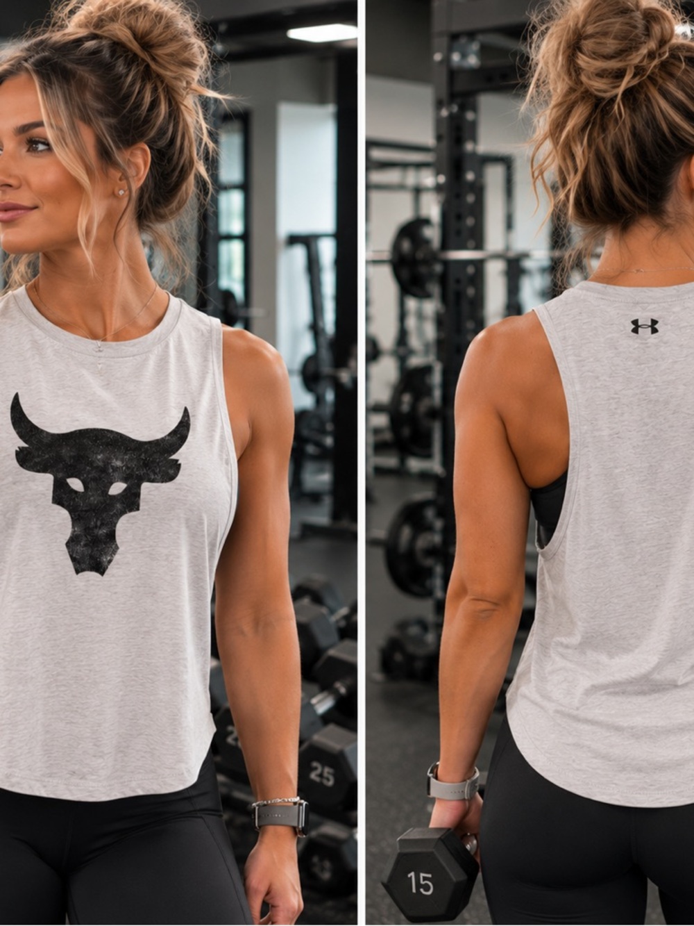 Under Armour Women’s Light Gray Muscle Tank Project Rock Company